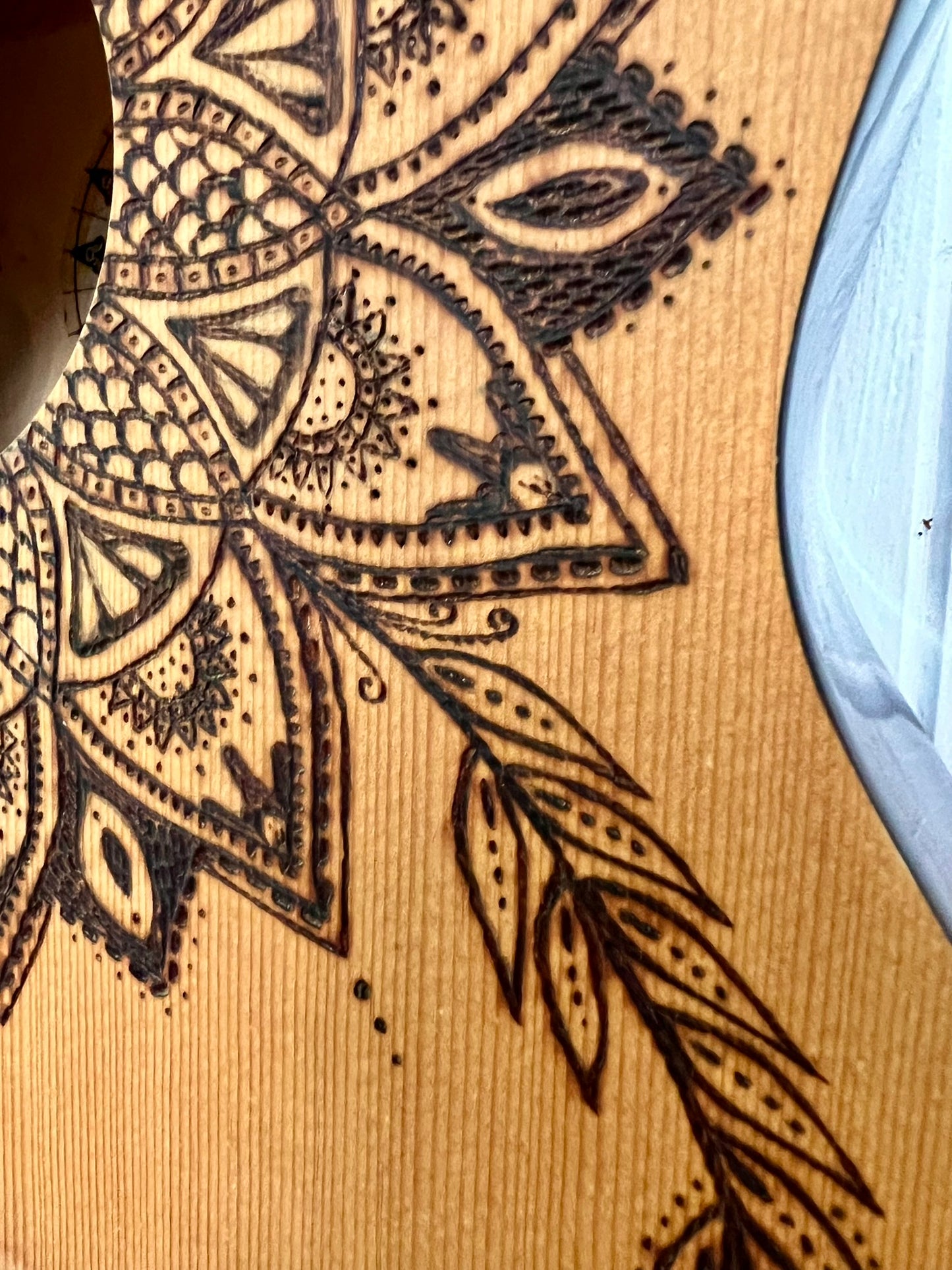 Gypsy – Upcycled Guitar with Mandala Pyrography Design