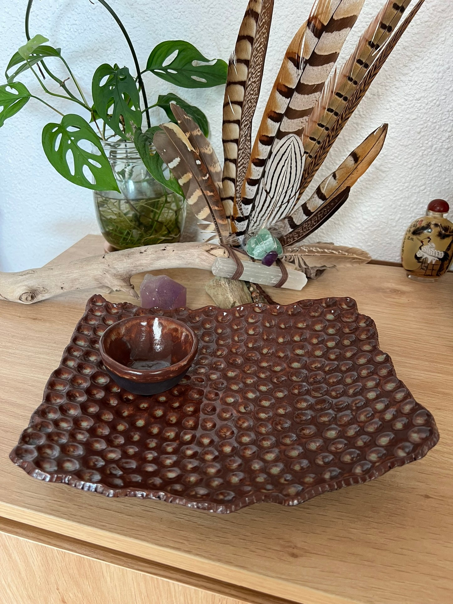 Oolong Platter & Bowl in Black Clay